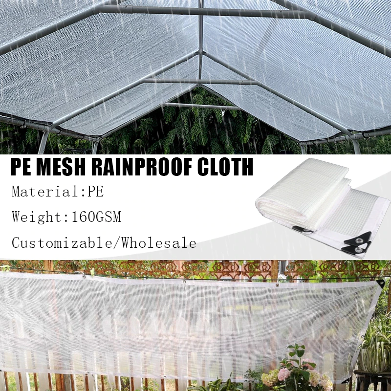 Cheap Goat Tents 0.33mm PE White Mesh Rainproof Cloth Garden Plants Shed Boat Truck Cover Tarpaulin Camping Tent Yard Balcony Waterproof Canopy   